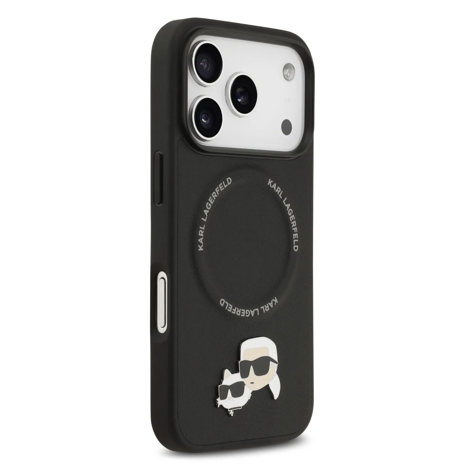 قاب کارل لاگرفلد Karl Lagerfeld در کنار گربه با مگ سیف Iphone سری 17